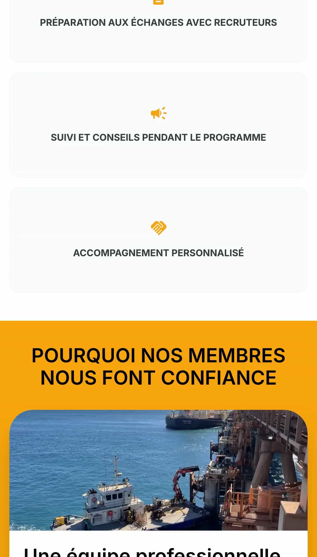 Section « Pourquoi nos membres nous font confiance » du site Fifoready