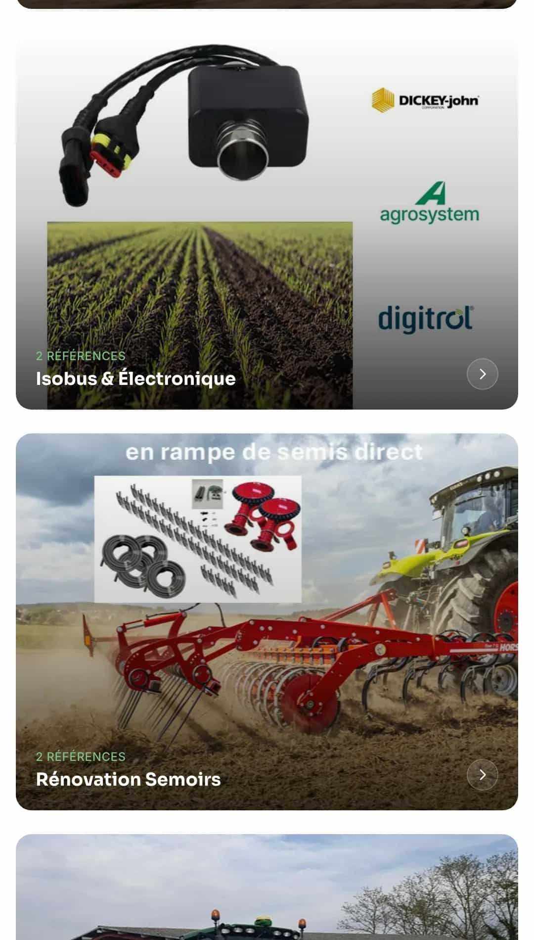 Catégories du catalogue Kiwi Agronomy avec les logos des marques distribuées