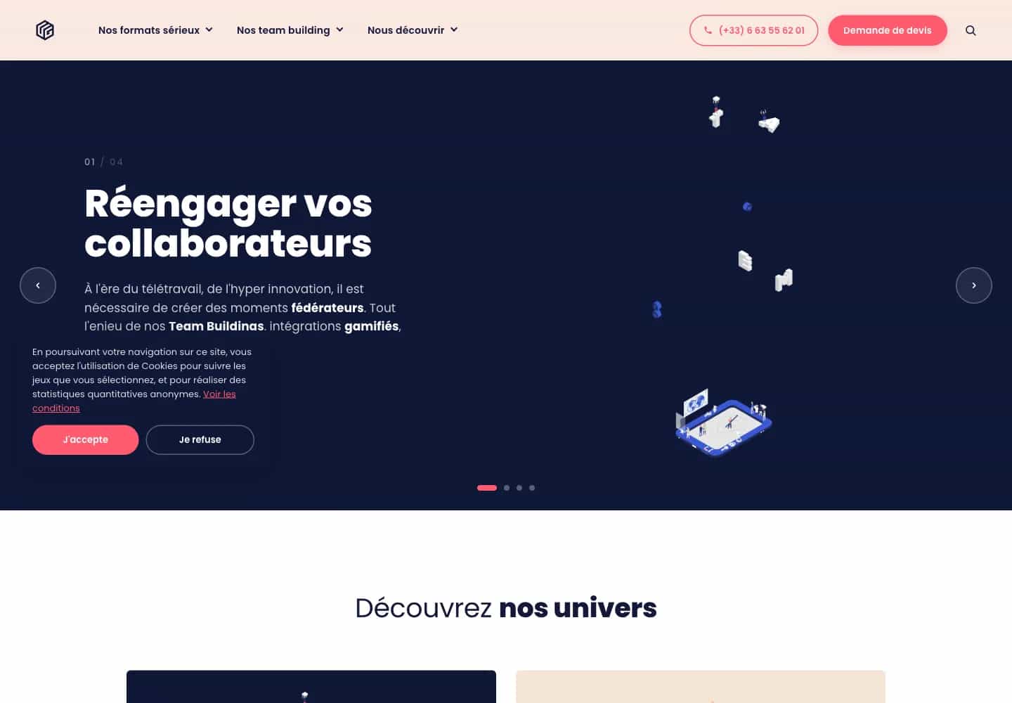 Accueil Urban Gaming en desktop, carrousel « Réengager vos collaborateurs »