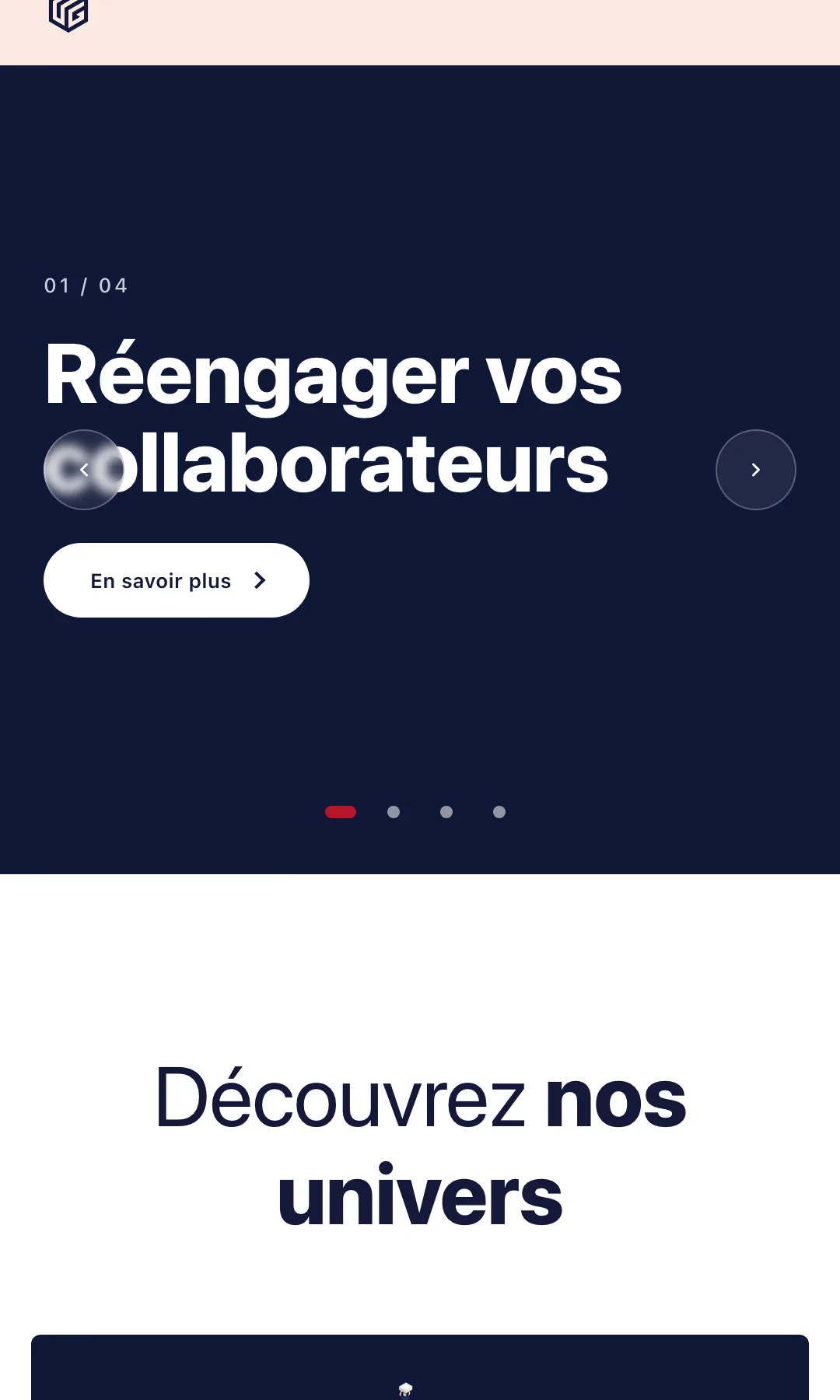 Accueil Urban Gaming sur mobile, carrousel et navigation compacte
