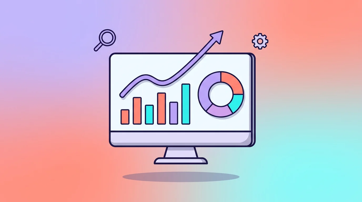 Google Analytics 4 dashboard on a computer screen showing page engagement rates and colour-coded indicators