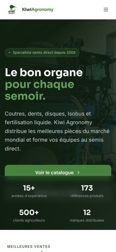 Version mobile du site Kiwi Agronomy