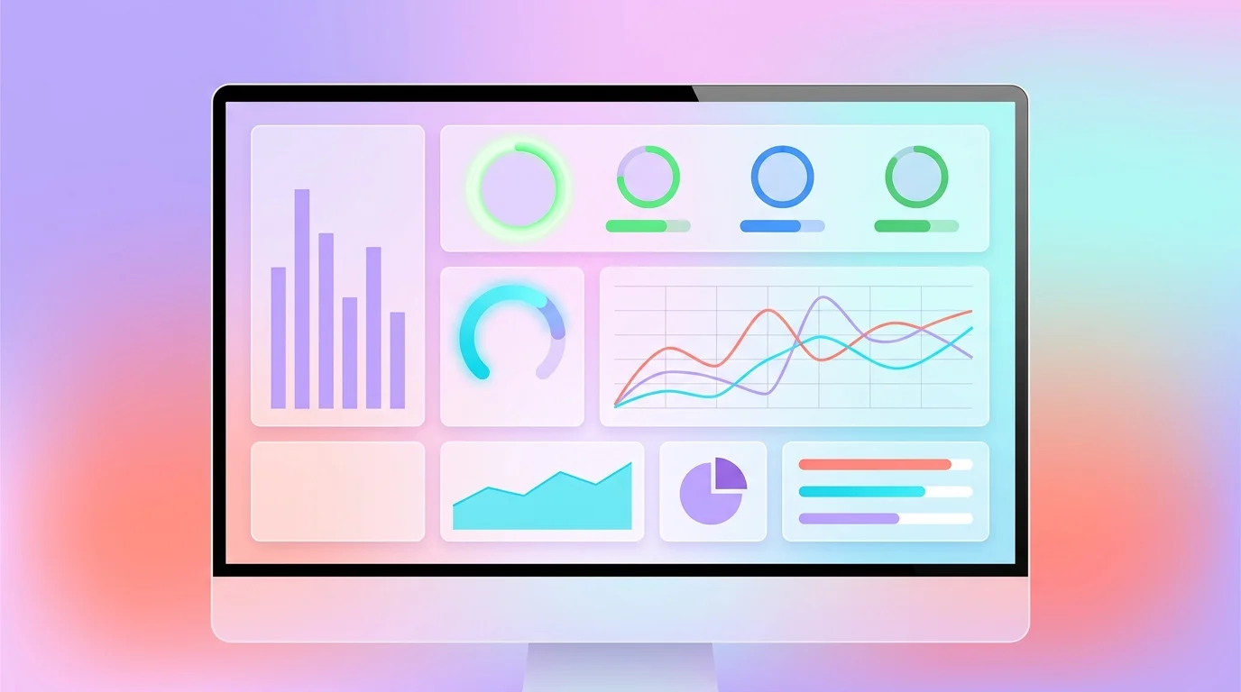 Tableau de bord d'analyse de site web avec graphiques de performance, scores SEO et métriques Core Web Vitals sur écran d'ordinateur