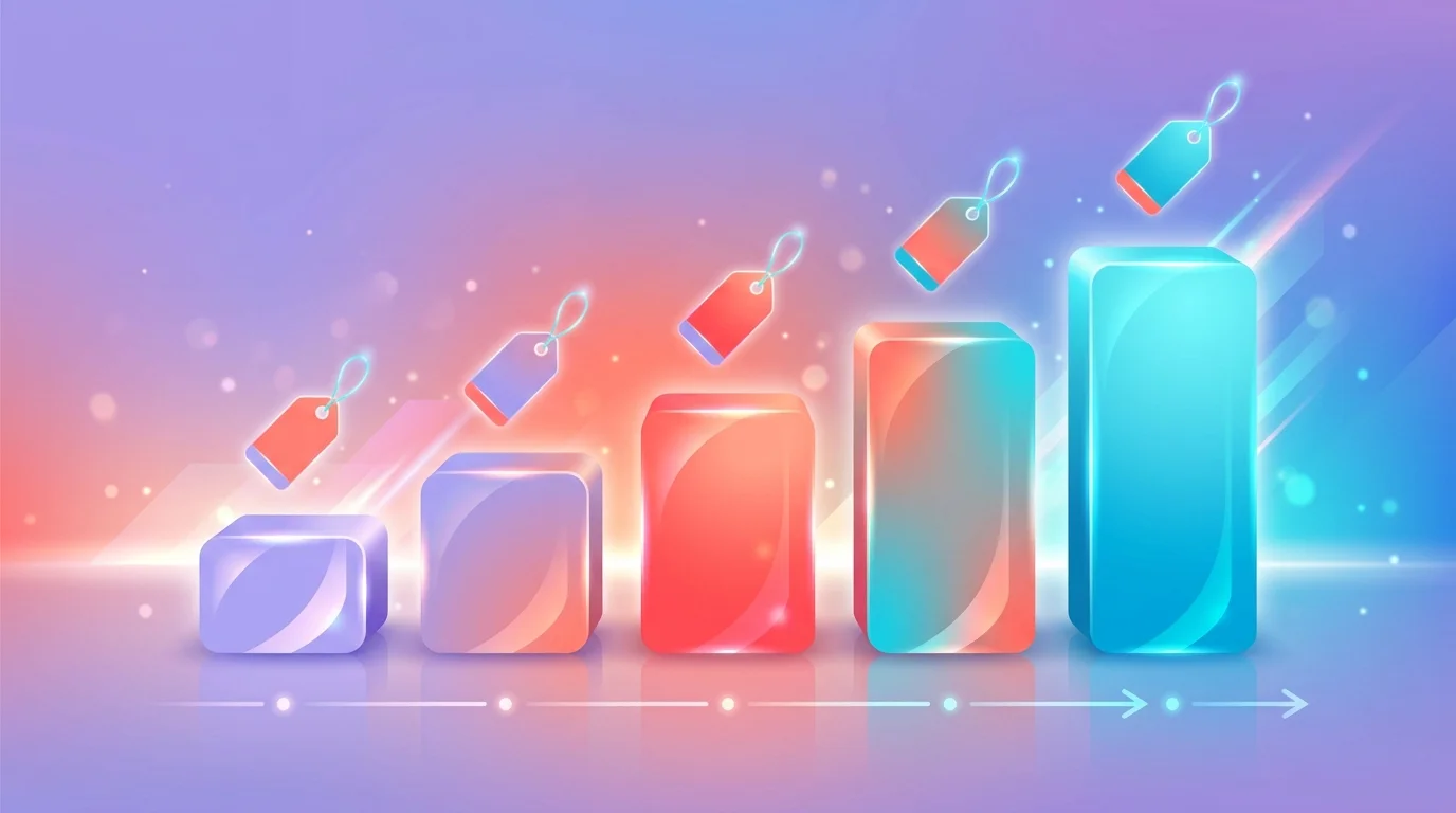 Timeline des phases de projet avec des couts croissants representes par des blocs colores