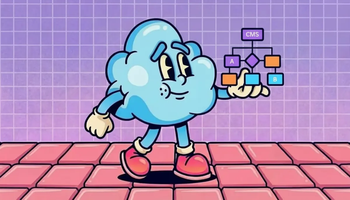 Développeur web choisissant son CMS avec les technologies CSS, PHP, HTML et CMS en arrière-plan