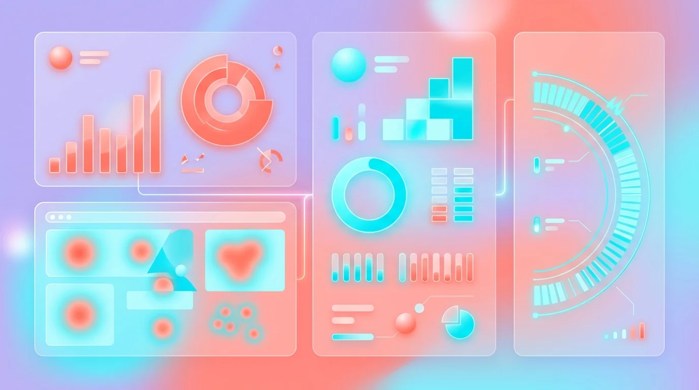Dashboard analytique montrant des métriques UX clés avec taux de conversion heatmap de clics score SUS et temps de chargement
