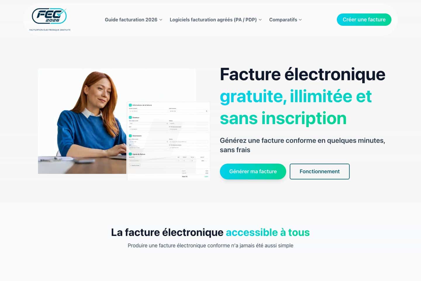 Facture Électronique en Ligne : aperçu du site