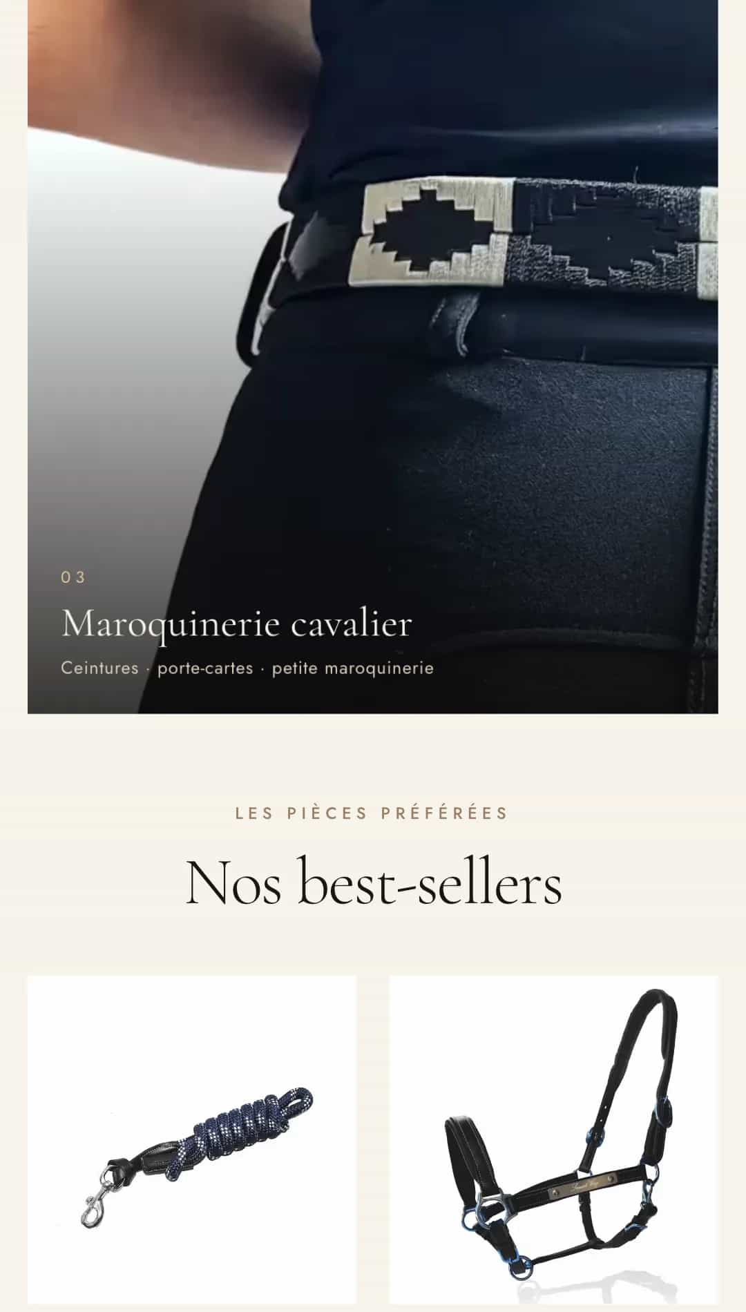 Univers Maroquinerie cavalier et bloc « Nos best-sellers » de Smartwag en mobile